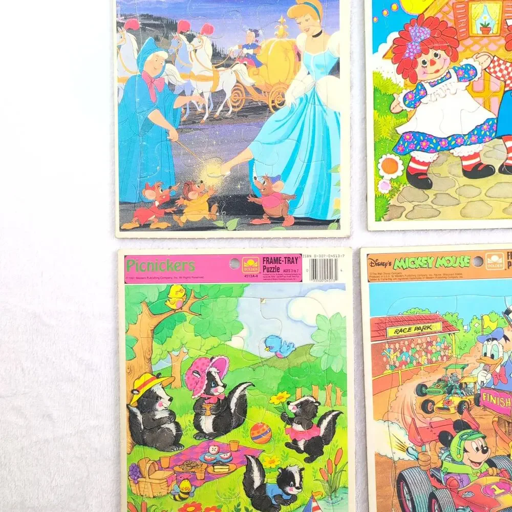 EUC Lot of (6) Vintage Tray Puzzles (Disney, Sesame Street, Raggedy Ann & Andy)